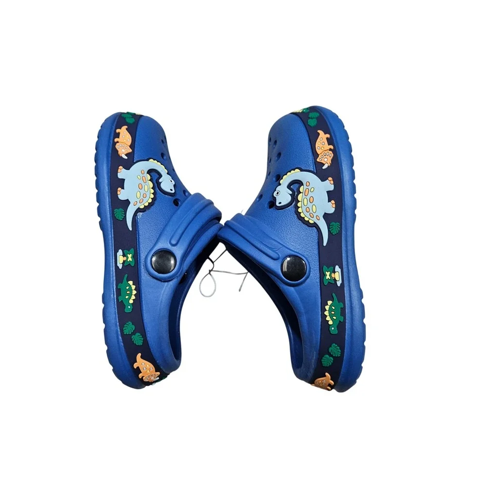 Dinosaur Clogs Kids EU 28 10-11.5K Blue Slip On Foam Water Shoes Jurassic Theme